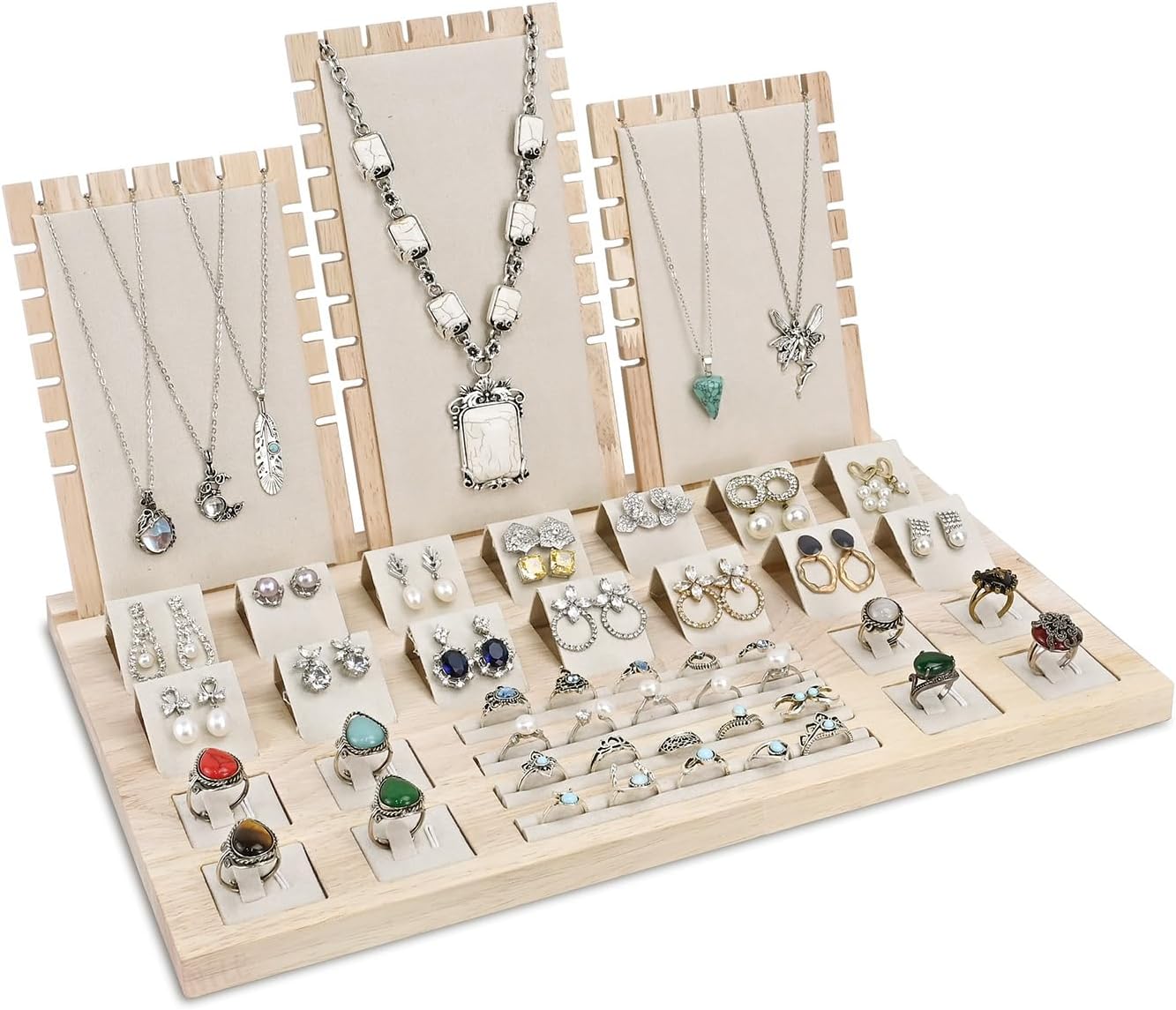 Set exhibidor joyas con tela premium