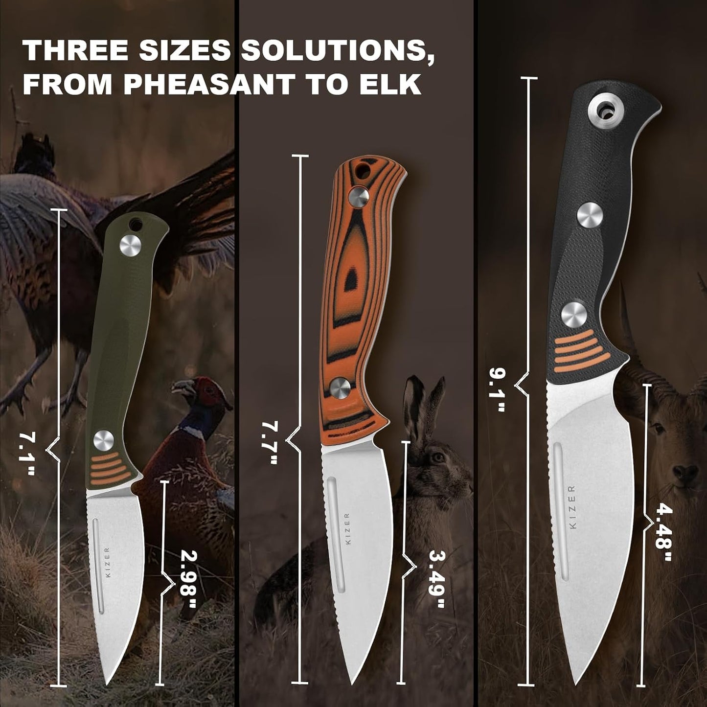 Cuchillo supervivencia Evenki2 hoja Drop Point mango G10