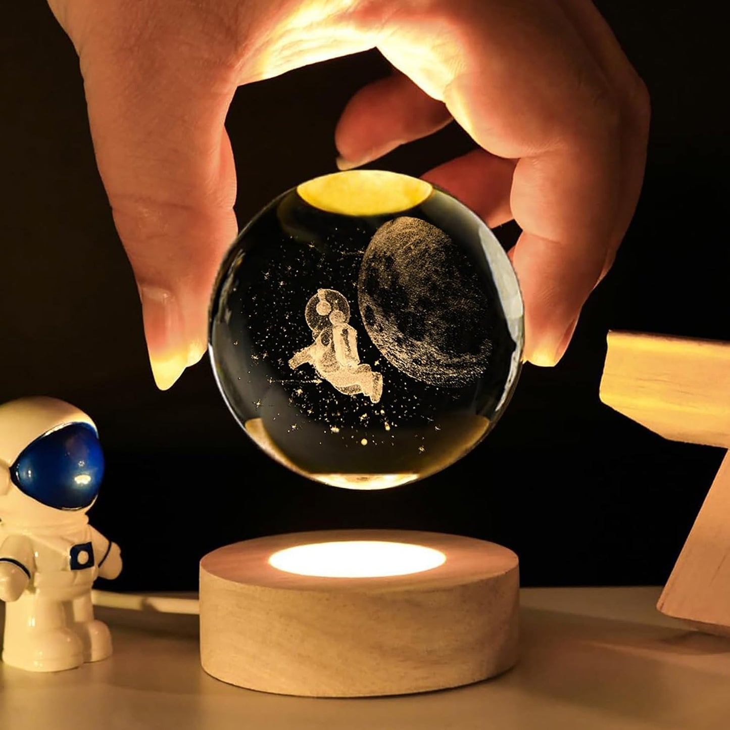 Bola cristal astronauta con base led esferas decorativas 60mm