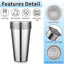 5 Pzas Vasos Acero Inox 600ml Tumbler Apilables Reutilizables