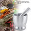 Set 2 Pzas Mortero Acero Inox Cepillado Trituradora Ajo