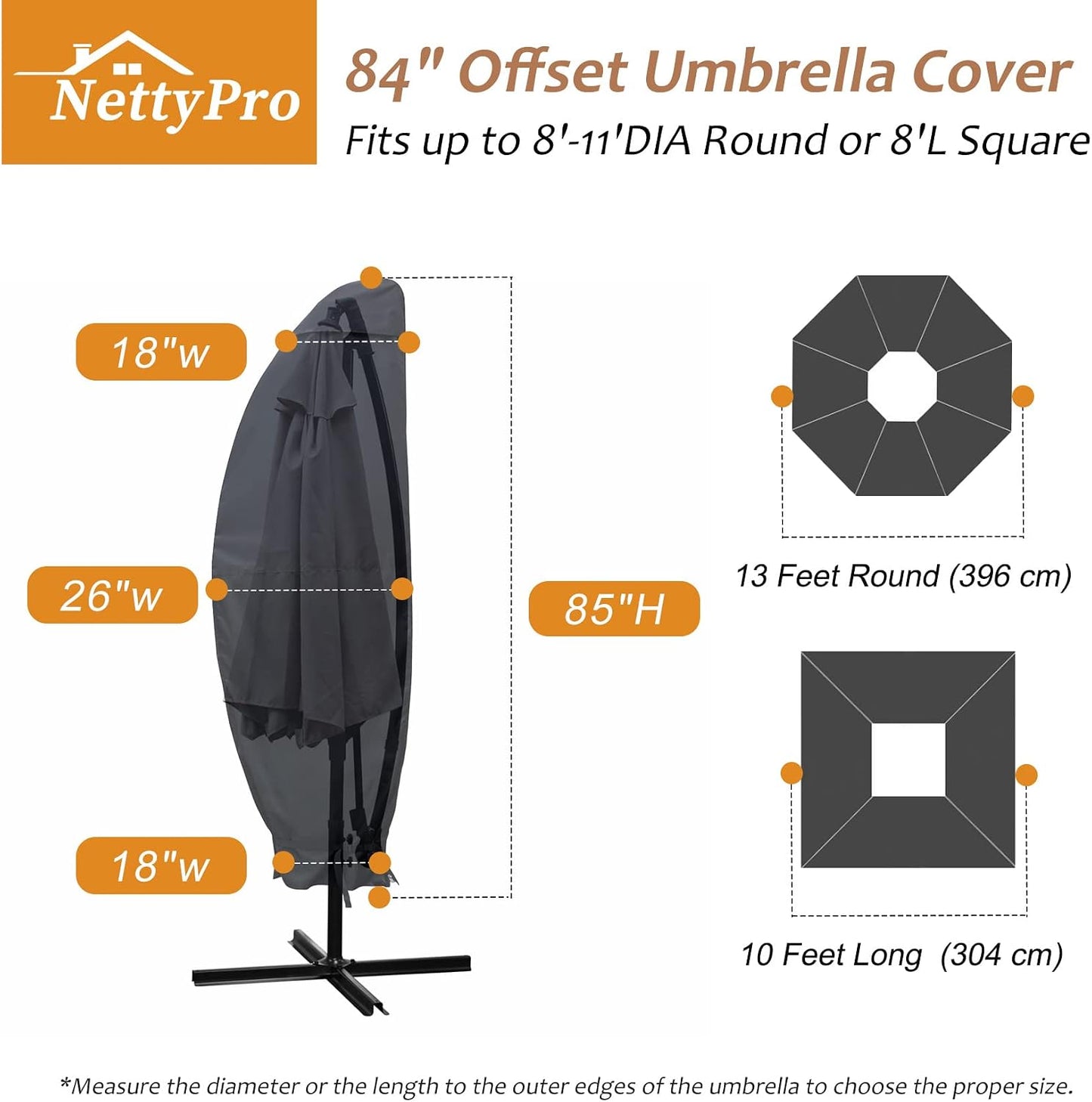 Cubierta sombrilla patio impermeable 10-11ft negro