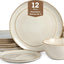 Set 12 Pzas Vajilla Gres Beige para 4 Apto Lavavajillas