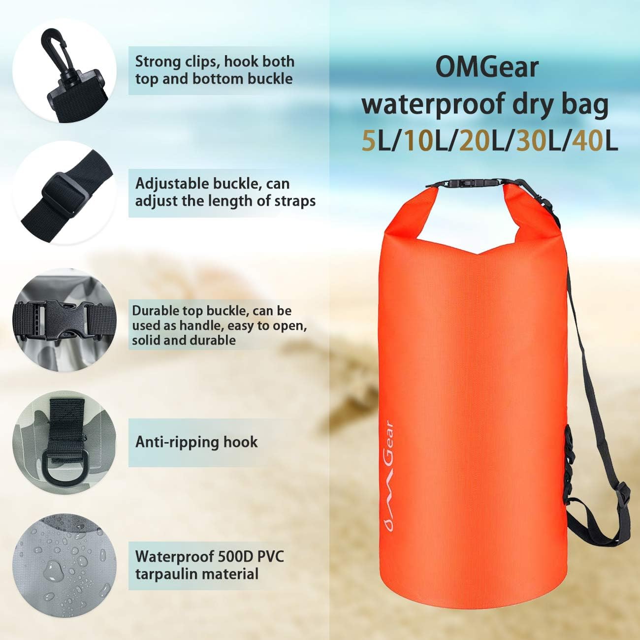 Bolsa flotante impermeable para kayak 40L/30L/20L/10L/5L
