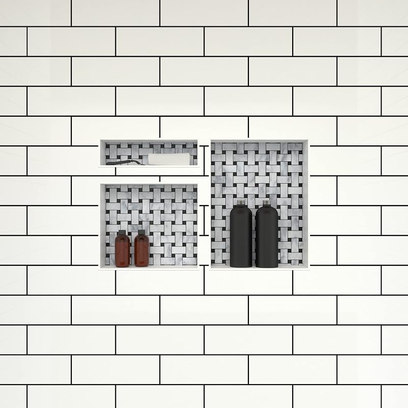 Estante ducha triple nicho negro 32x20x4"