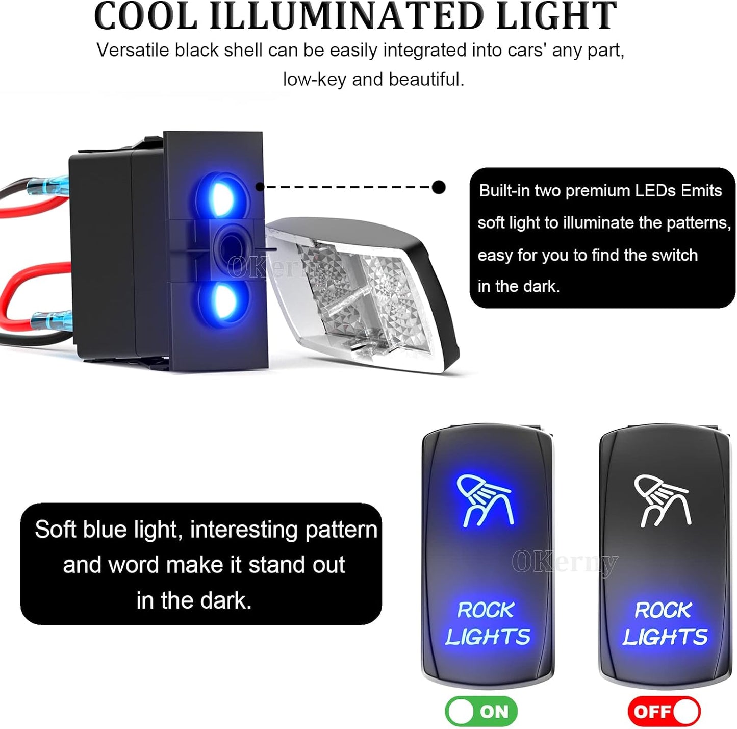 Interruptor basculante LED Rock Lights 12V/24V 20A