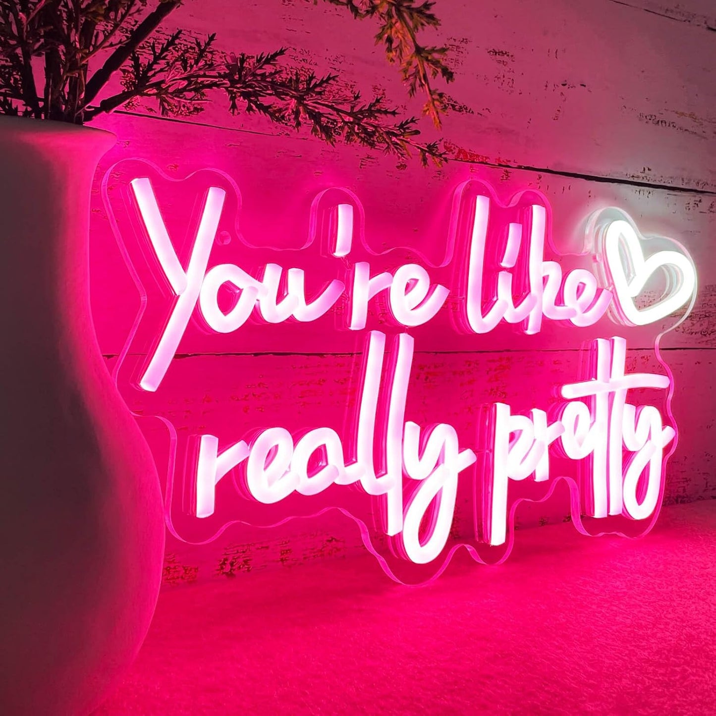 Letrero neón corazón 'you're like really pretty' 16x8pulg