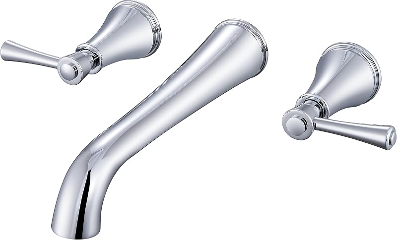 Grifo bañera cromado flujo alto asas dobles boquilla