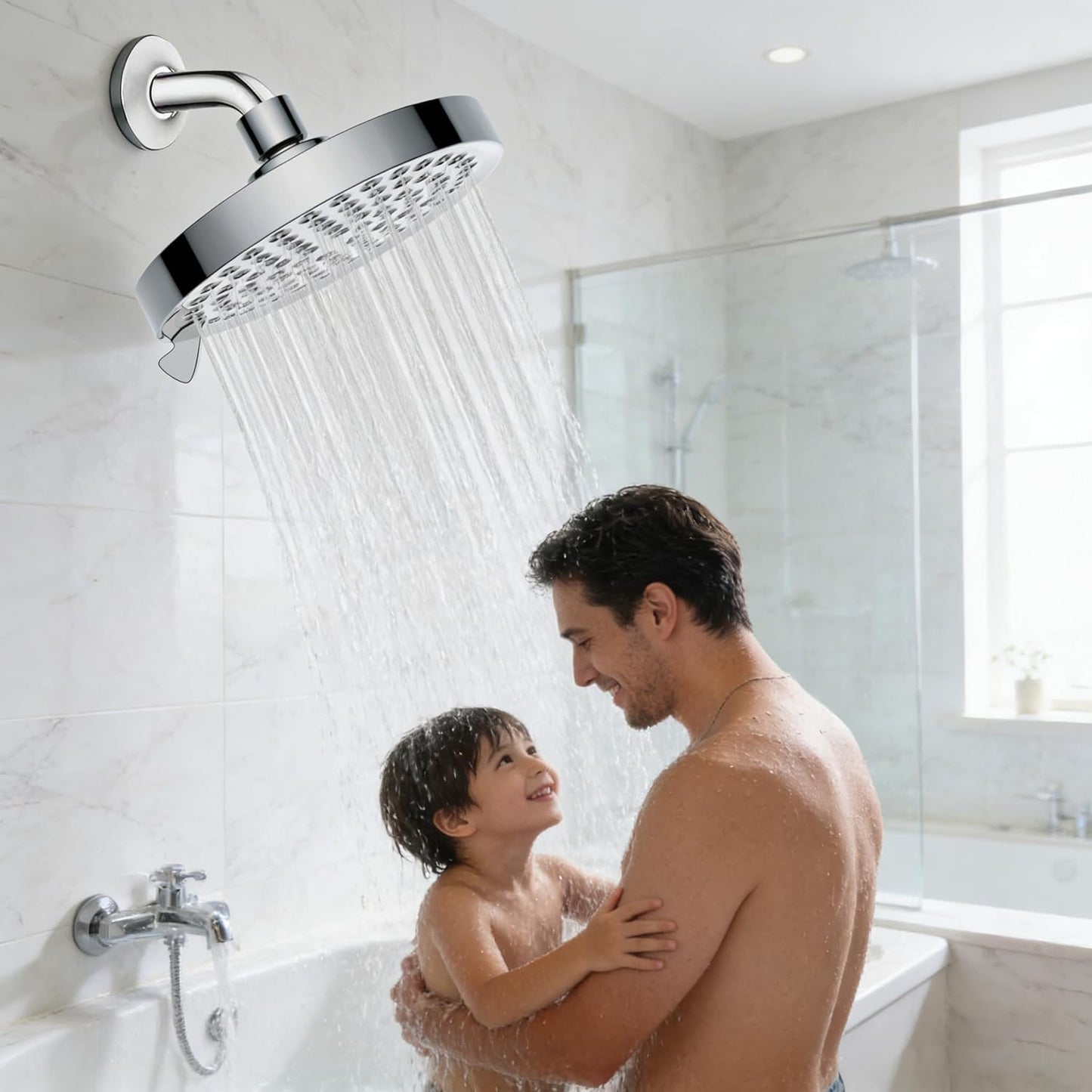 Cabezal ducha lluvia 6pulg 7 modos ajustable spa