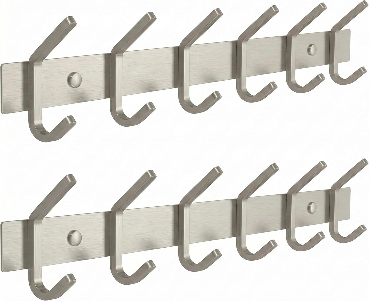 Perchero pared acero inox níquel 17" 6 ganchos dobles