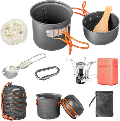 Juego utensilios cocina camping antiadherentes plegables ligeros