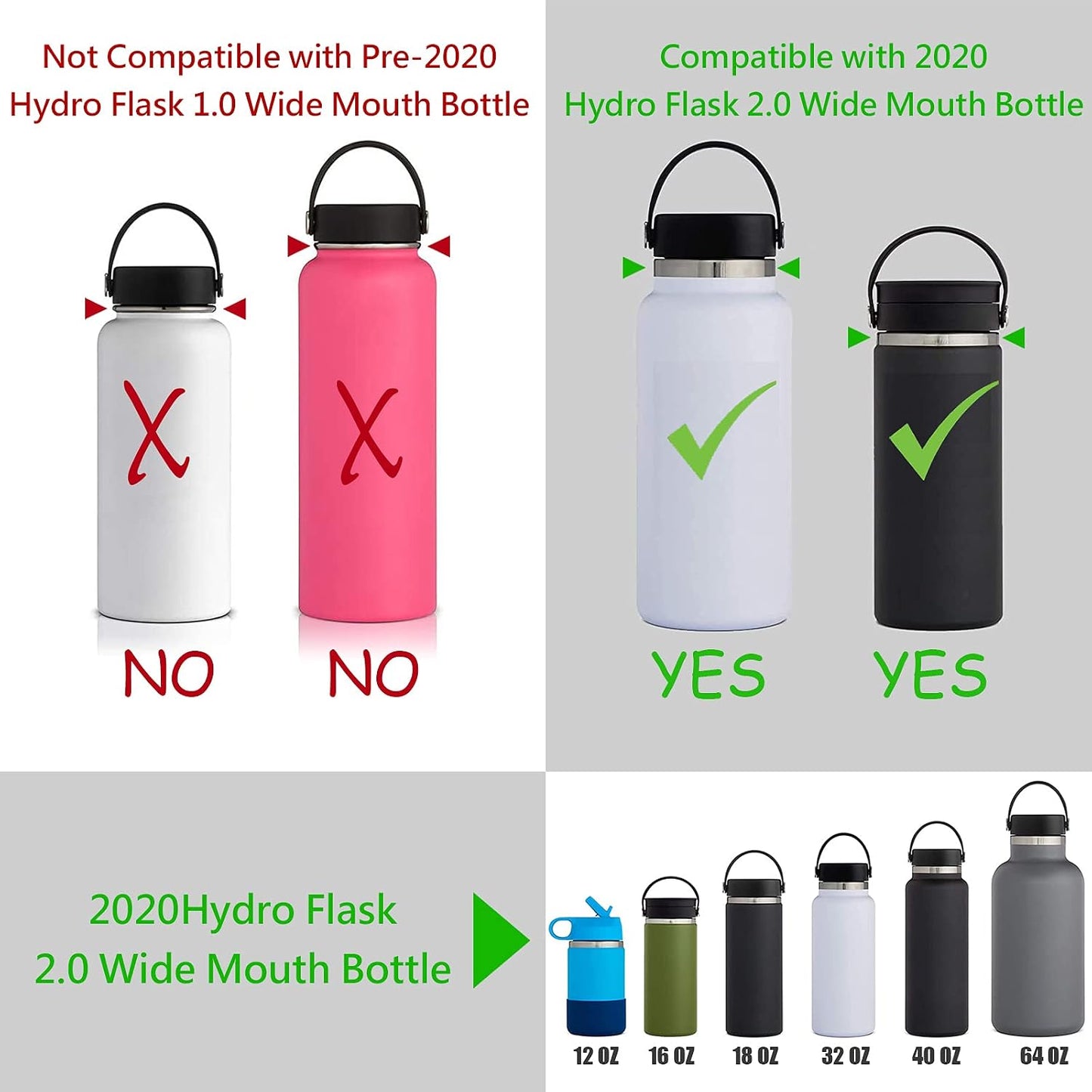 Mango cuerda paracaídas correa hombro comp Hydro Flask 12-64oz
