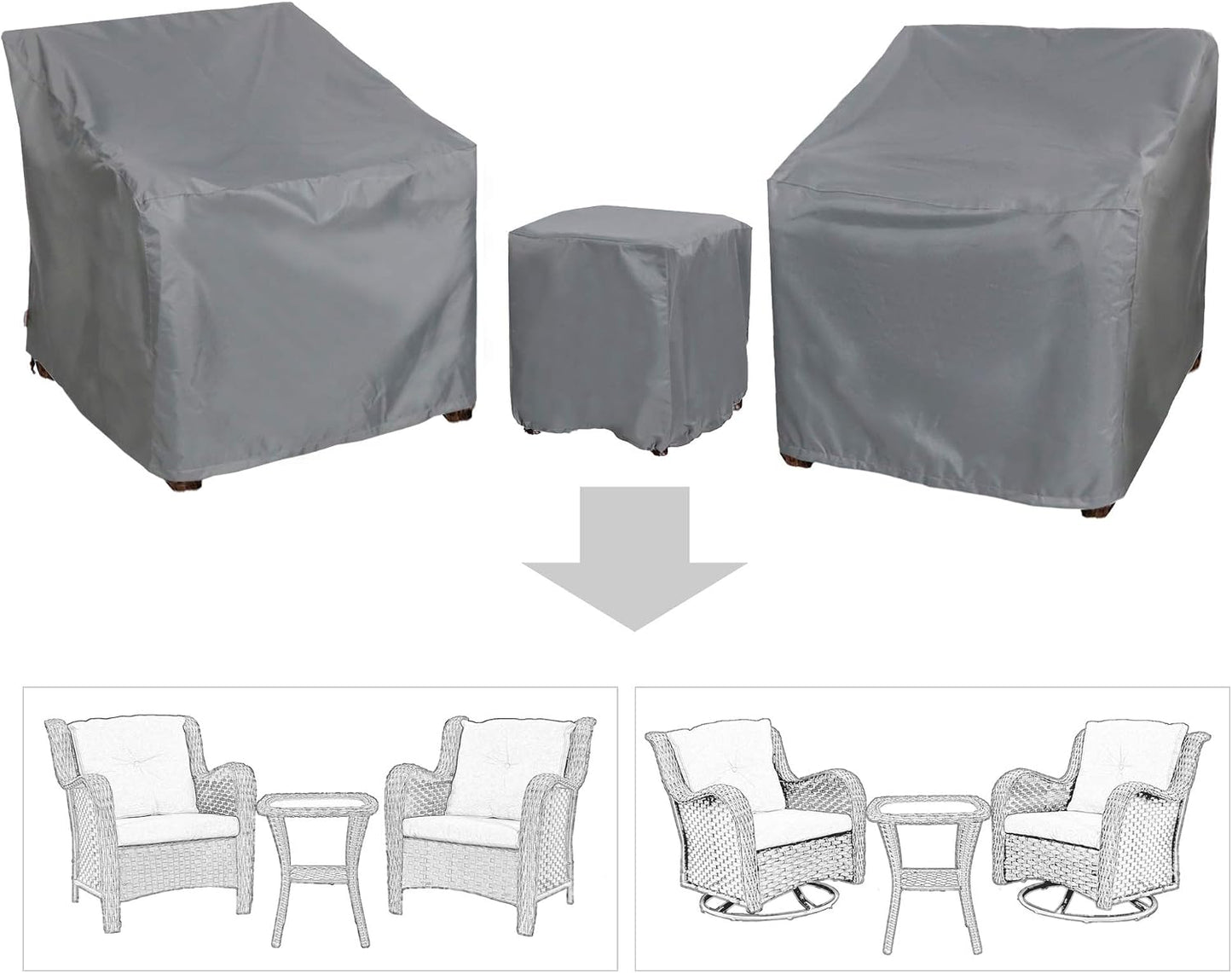 Fundas impermeables para muebles patio 3 pzas gris