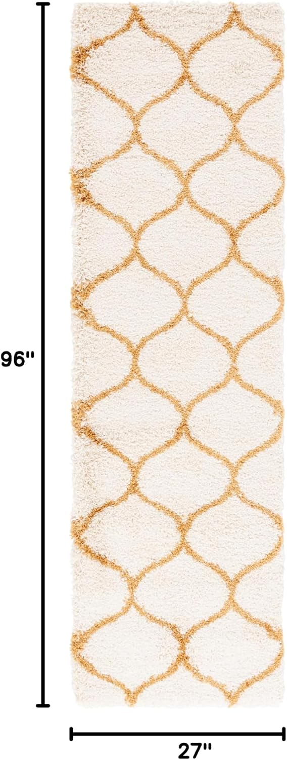Alfombra pasillo 2ft3pulg x 8ft marfil y dorado 1.8pulg