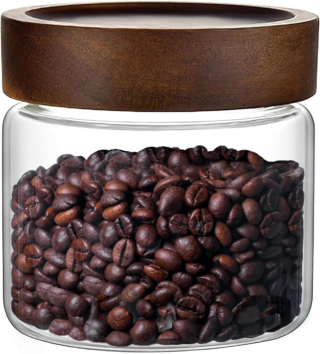 Tarro vidrio almacenamiento 17oz tapa madera hermética