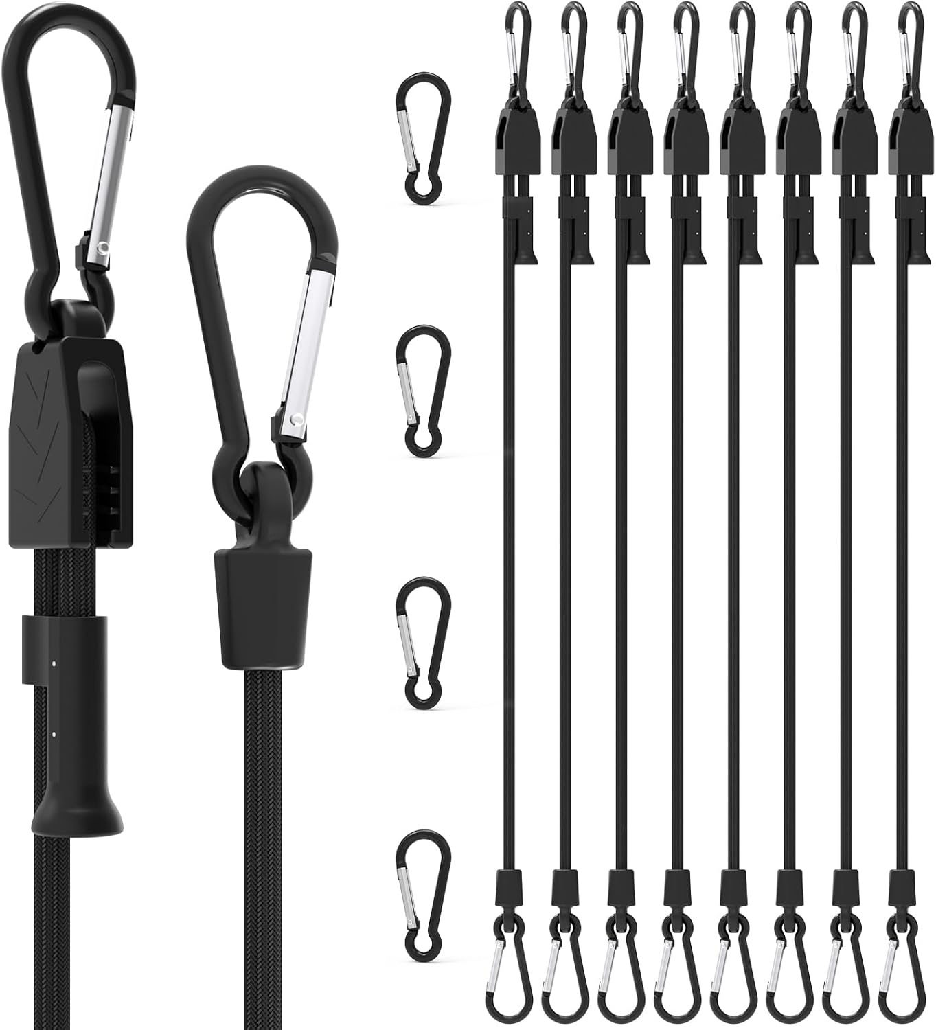 Cuerdas elásticas ajustables con mosquetón 36" 8 correas