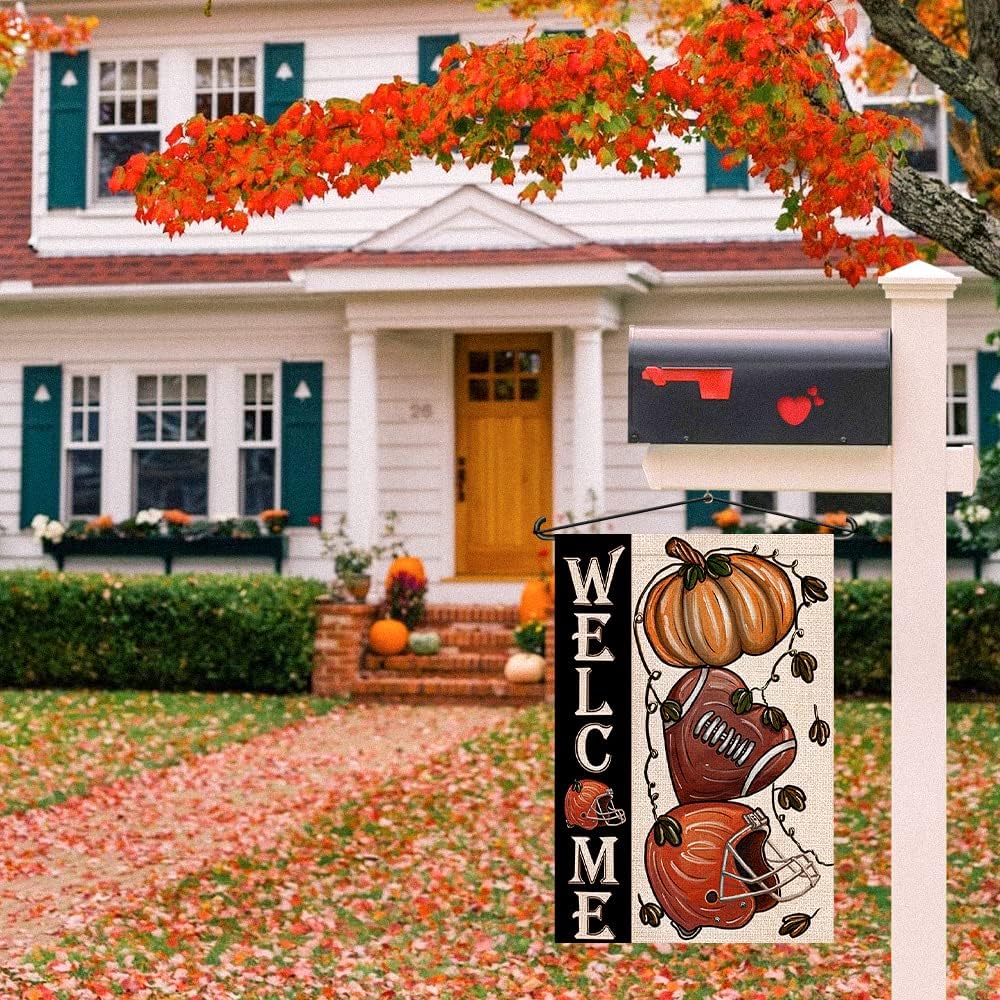 Banderas jardín fútbol otoño 12x18pulg doble cara calabaza