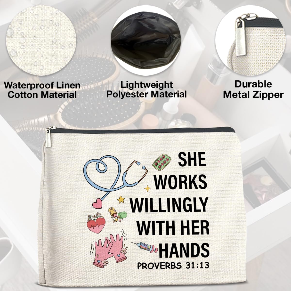 Bolsa maquillaje enfermera regalo mujer