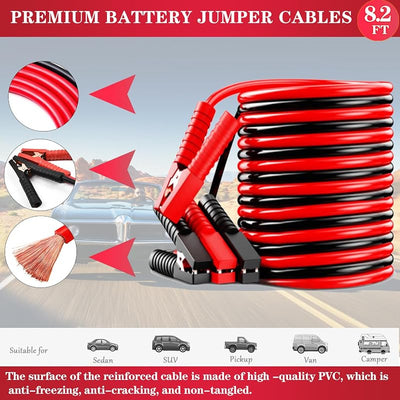 Kit emergencia coche con cables puente lámpara pala correa