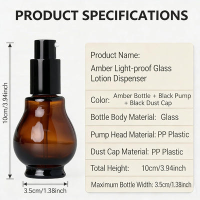 2 Botellas Vidrio Ámbar 1oz con Bomba Negra para Aceites