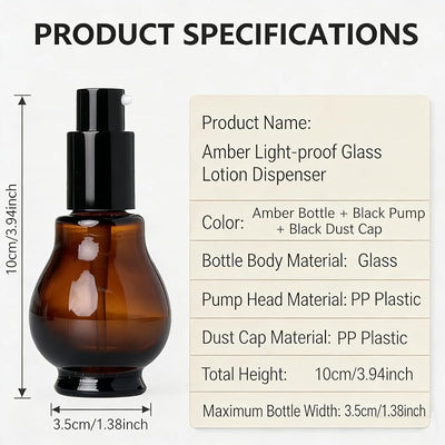 2 Botellas Vidrio Ámbar 1oz con Bomba Negra para Aceites