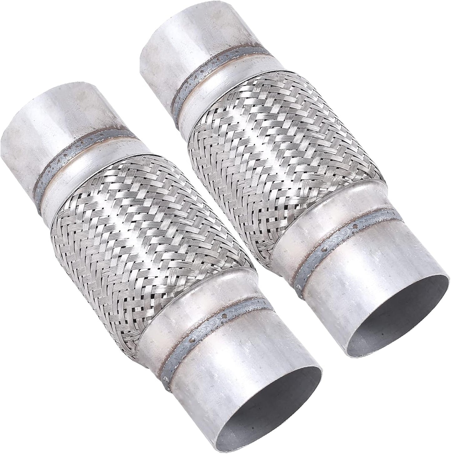 2 Pzas Tubo Escape Acero Inox Trenzado 3x6" 10"