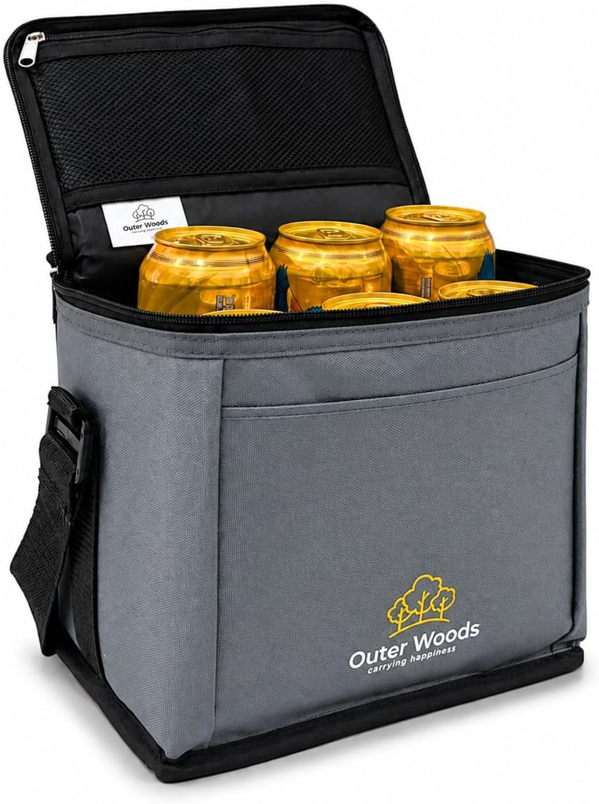 Bolsa térmica 6 latas 16.9oz con gel hielo reutiliz. gris
