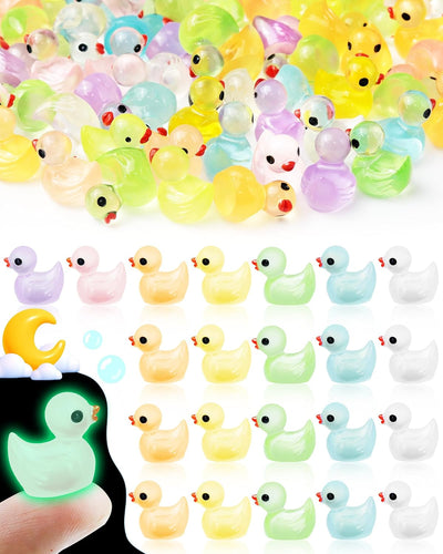 100 Mini Patos Luminosos Resina 8 Colores Decoración