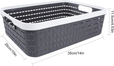3 Pzas Cestas Plástico 14x10pulg Asa Gabinetes