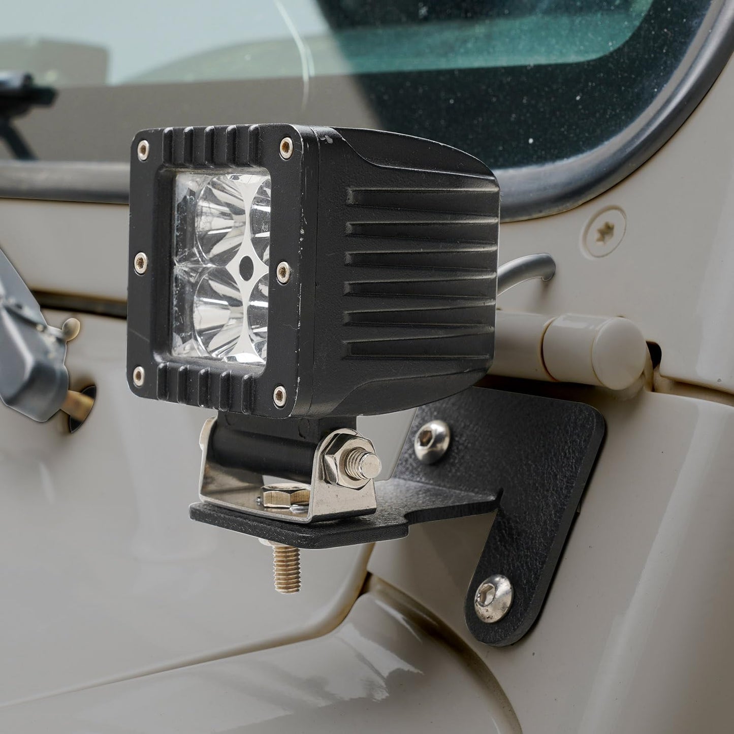 Soporte bisagra parabrisas Jeep TJ YJ con luz negro