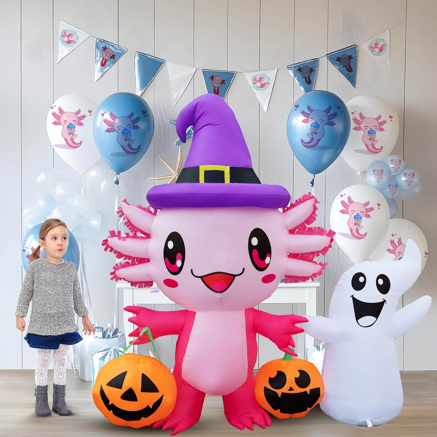 Decoración inflable axolote con luces LED Halloween