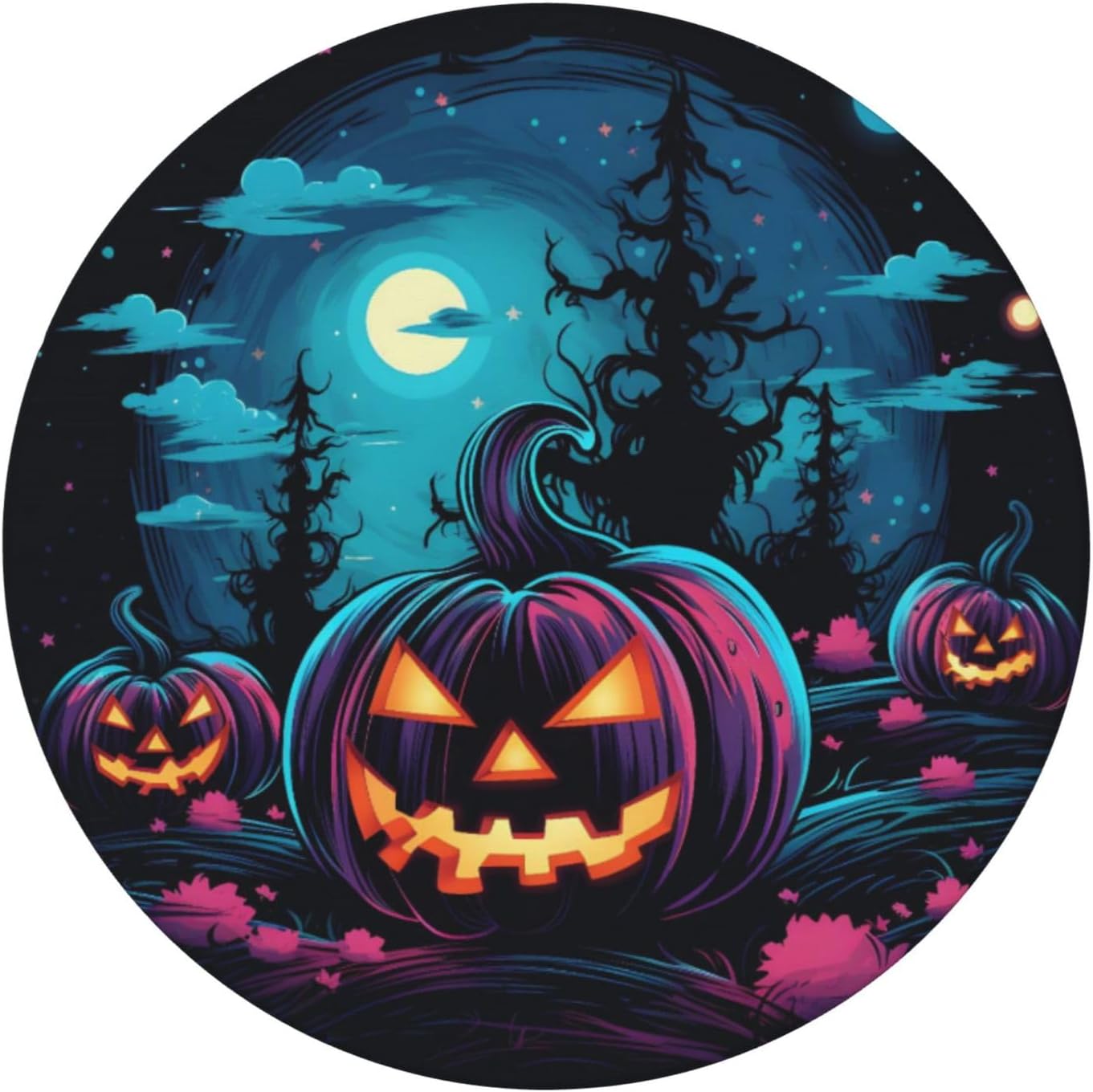 Mantel redondo Halloween poliéster elástico impermeable