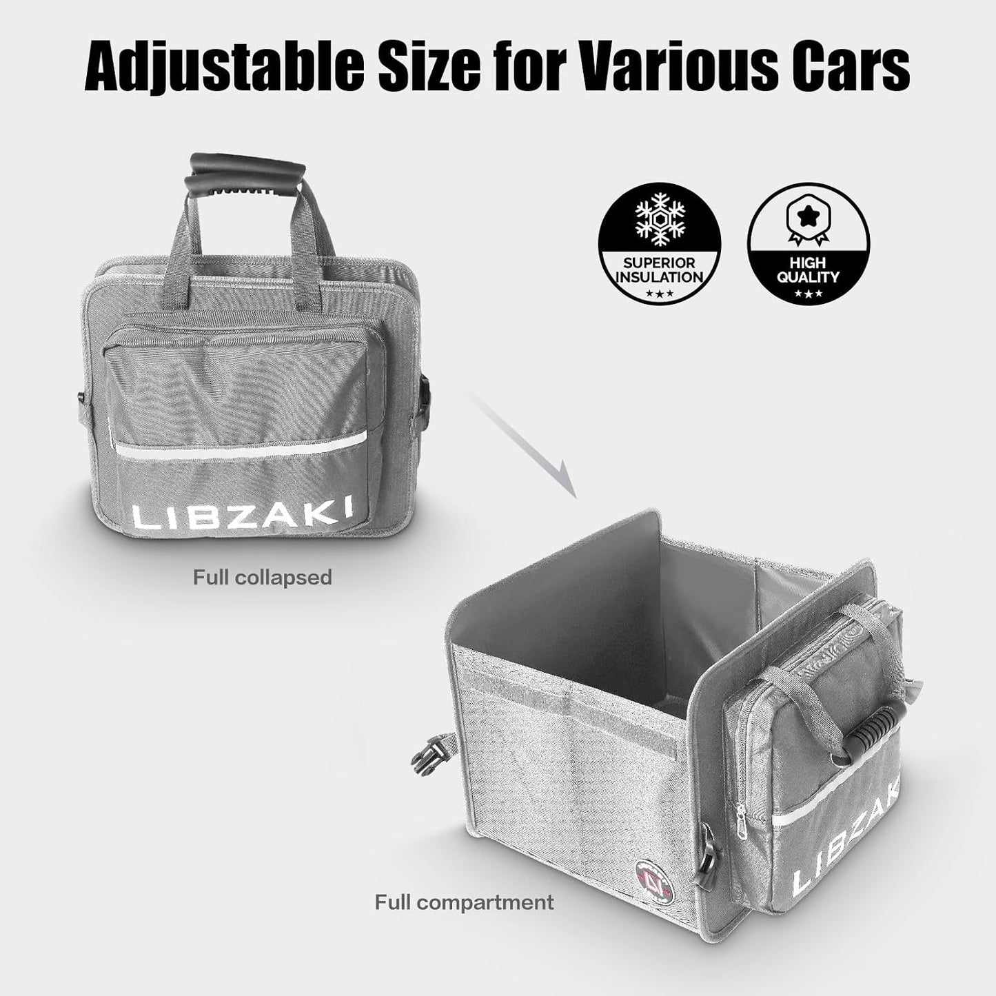 Organiz. maletero auto plegable camión SUV gris