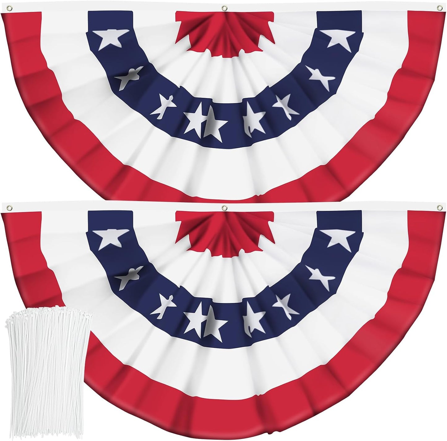Bandera EE.UU. plisada abanico con cabecera lona