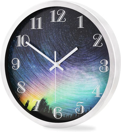 Reloj pared 12pulg analógico silencioso color plateado