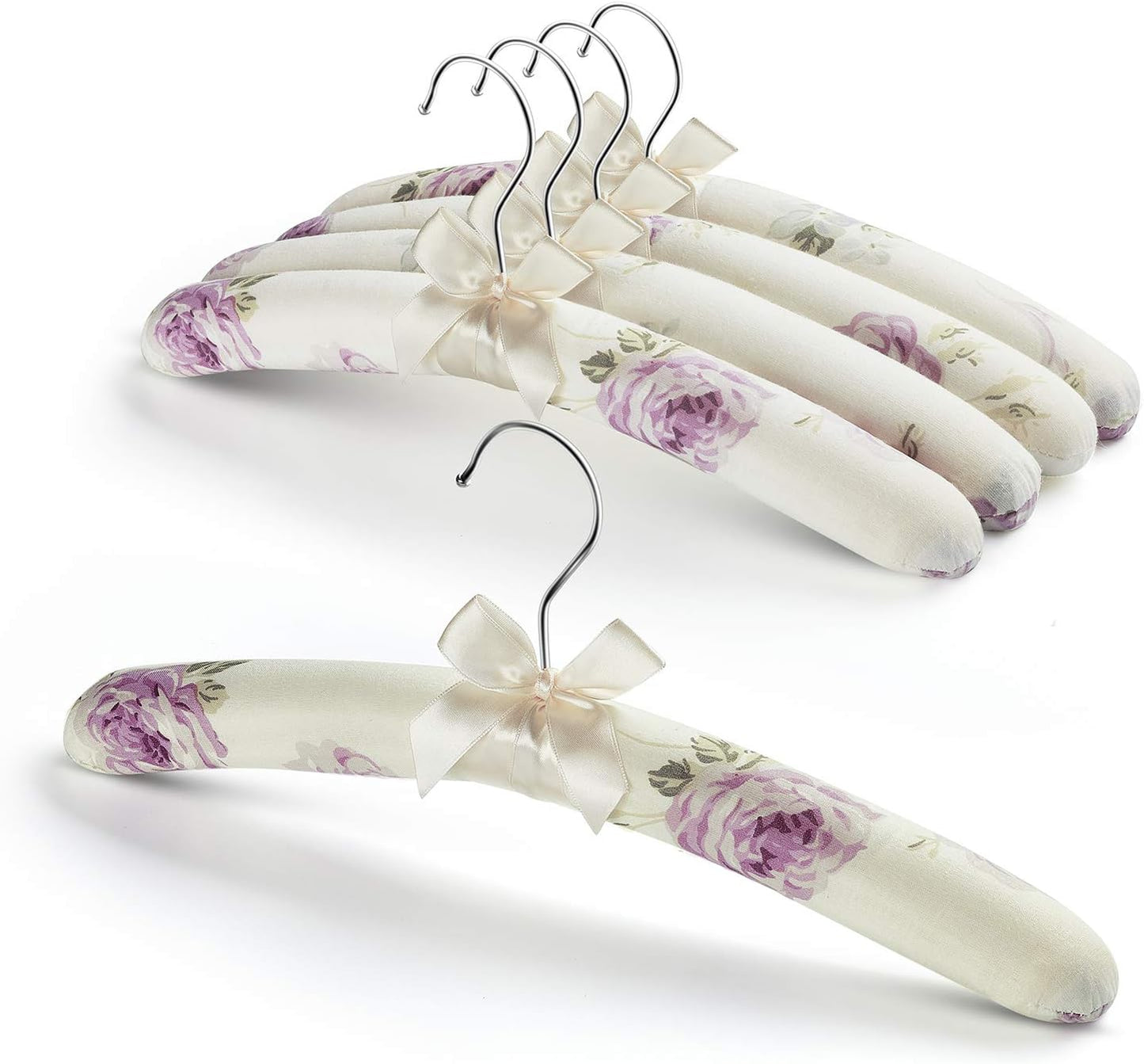 Perchas acolchadas satén para ropa mujer pack 5