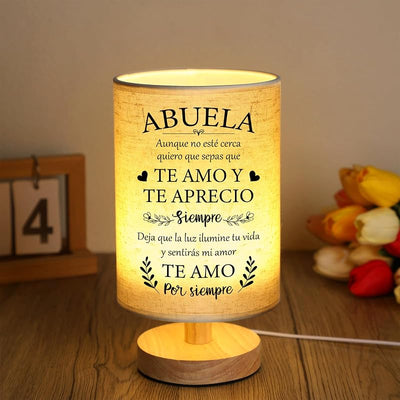Lámpara de mesa regalo para abuela con luz nocturna de tela