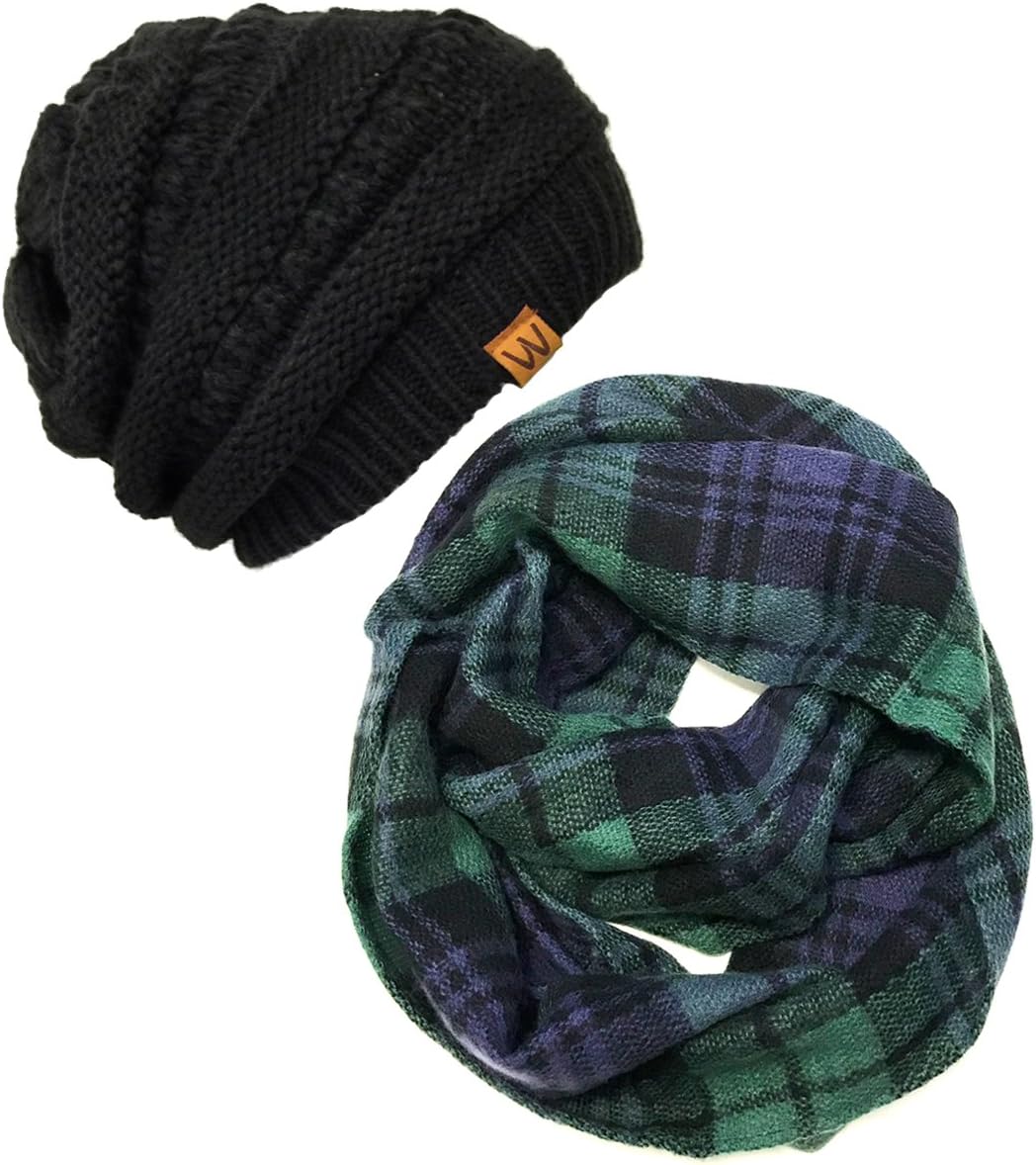 Set bufanda infinita tartán con gorro