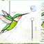 Colgantes vidrieras para colibrí atrapasoles cristal verde