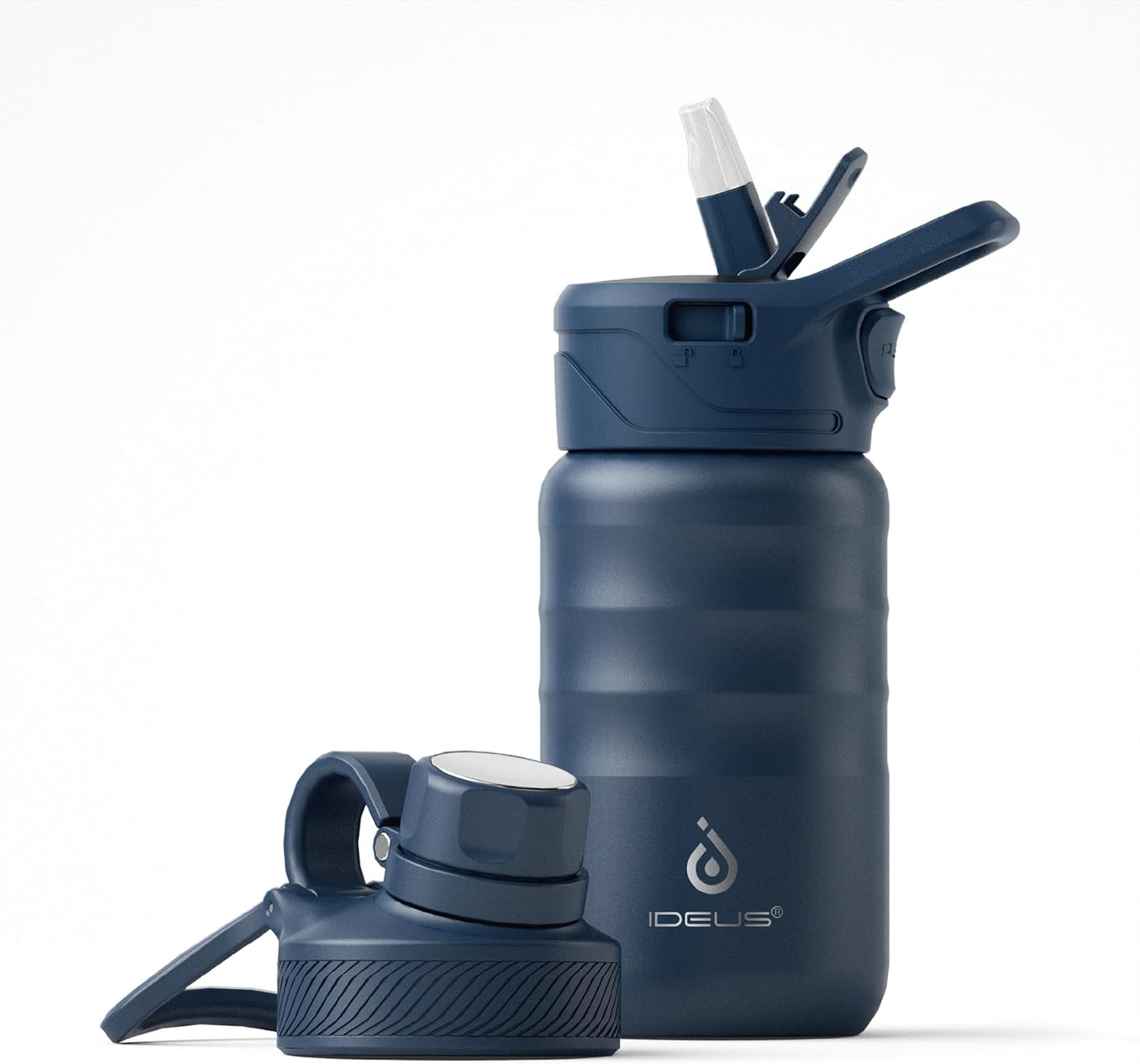Botella agua aislada acero inox 12oz con pajita