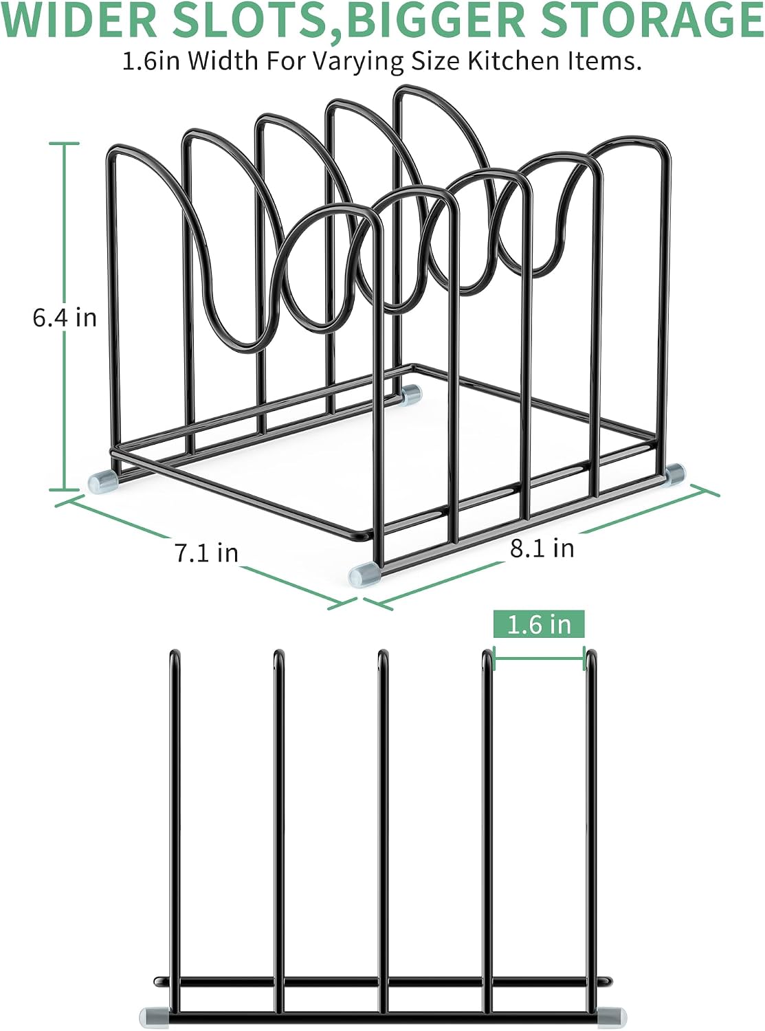 Soporte para tapas sartén y tabla cortar 1.6" 4 ranuras