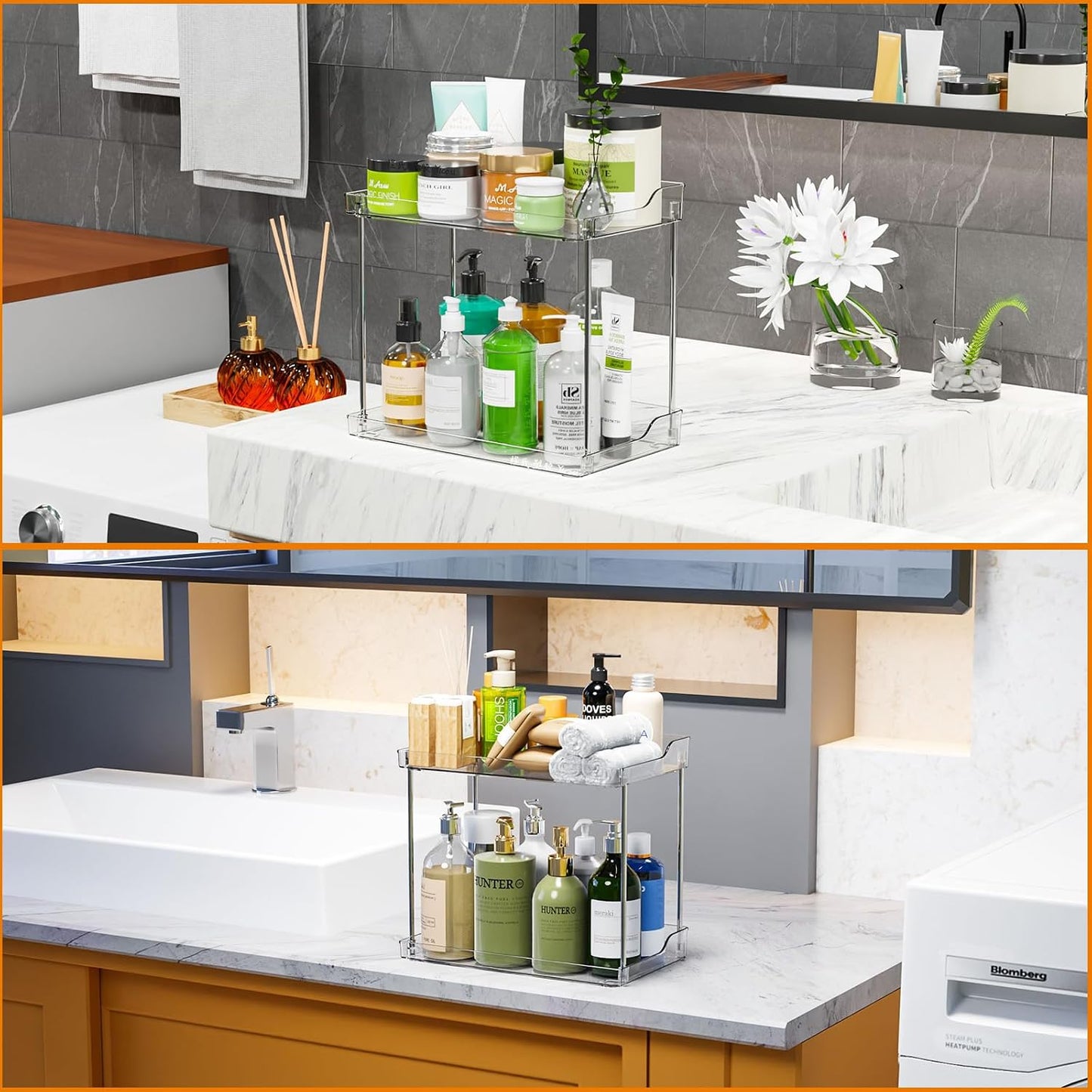 Organiz. baño acrílico 2 niveles maquillaje