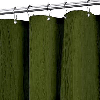 Cortina ducha texturizada verde oliva 72x72pulg 12 ganchos