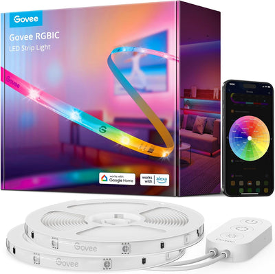 Tira luces LED RGBIC 65.6ft para dormitorio con Alexa