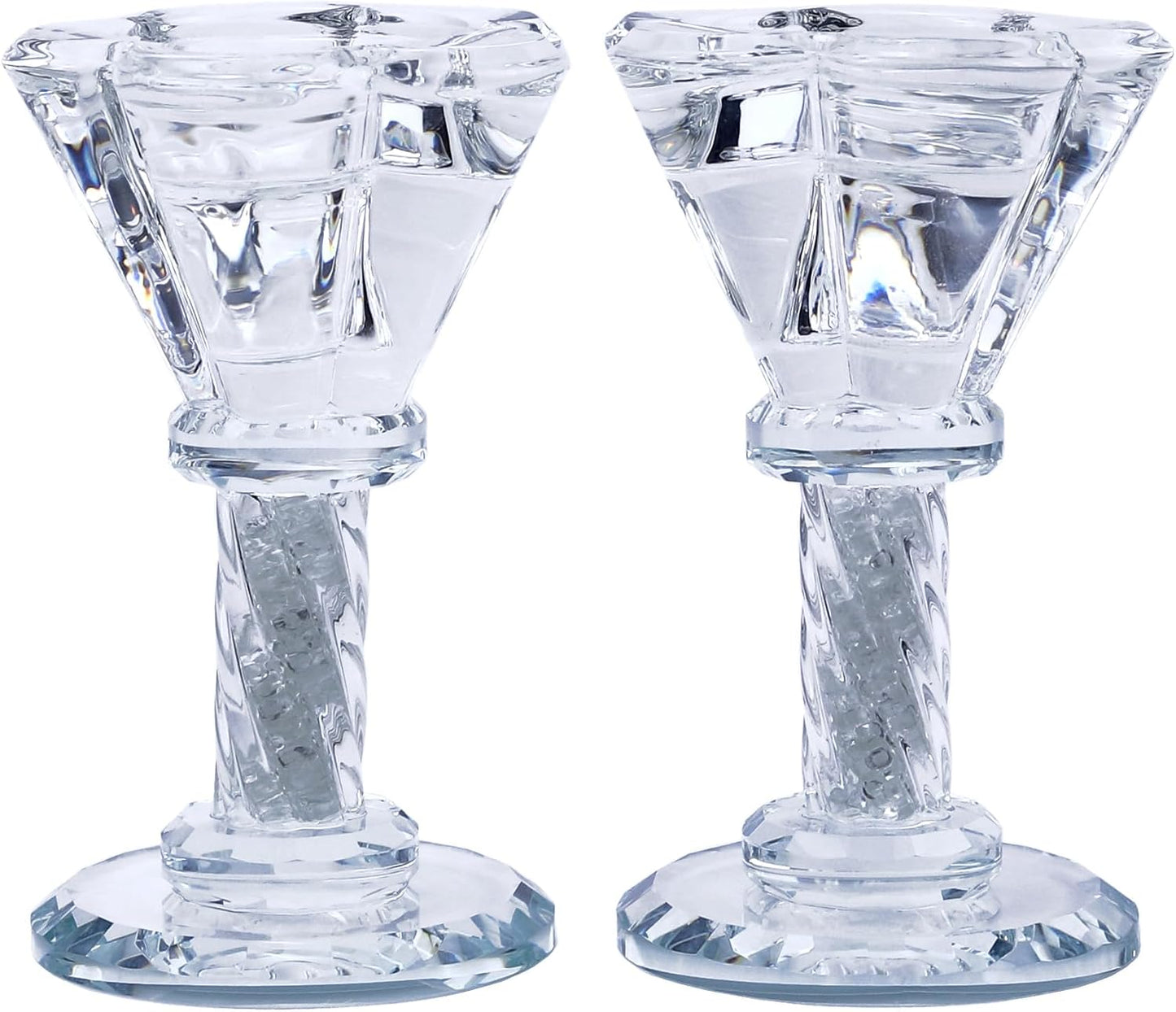 Set 2 portavelas cristal candelabros transparentes para mesa