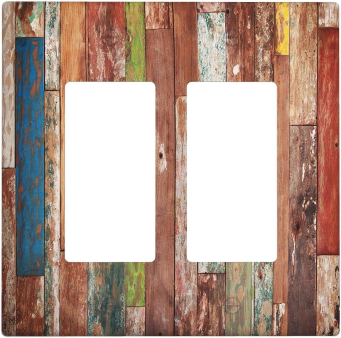 Placa interruptor doble 2 gang madera rústica decorativa