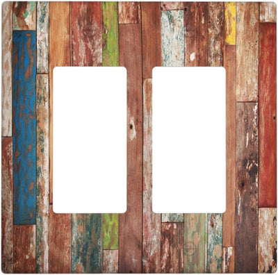 Placa interruptor doble 2 gang madera rústica decorativa