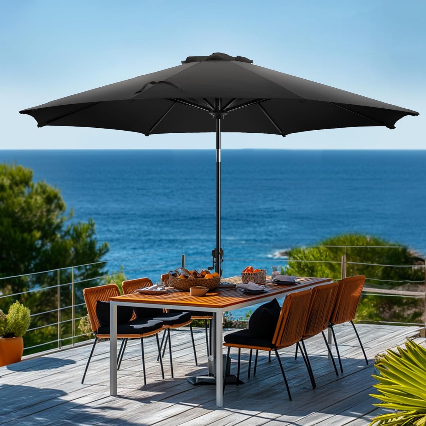 Sombrilla patio 9ft 8 varillas poliéster