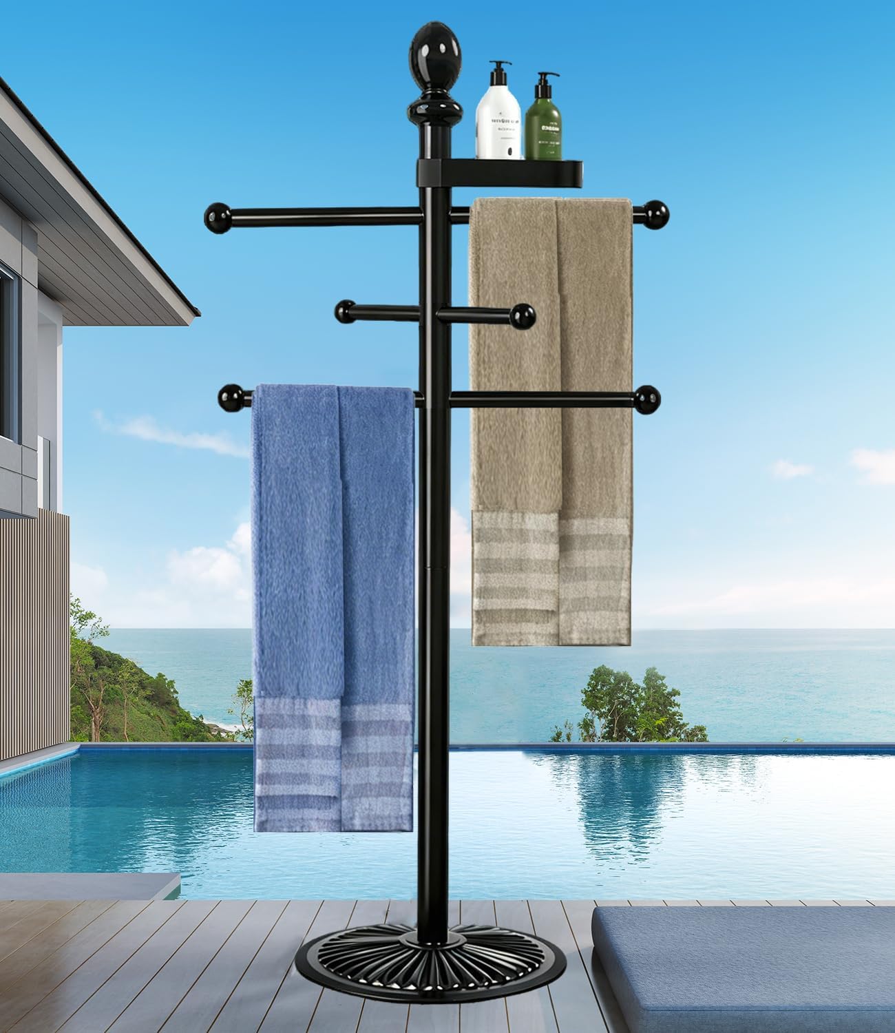 Toallero piscina exterior 6 barras metal resistente