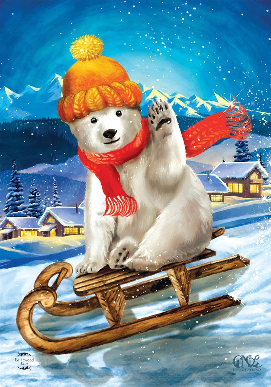 Bandera jardín invierno con oso polar